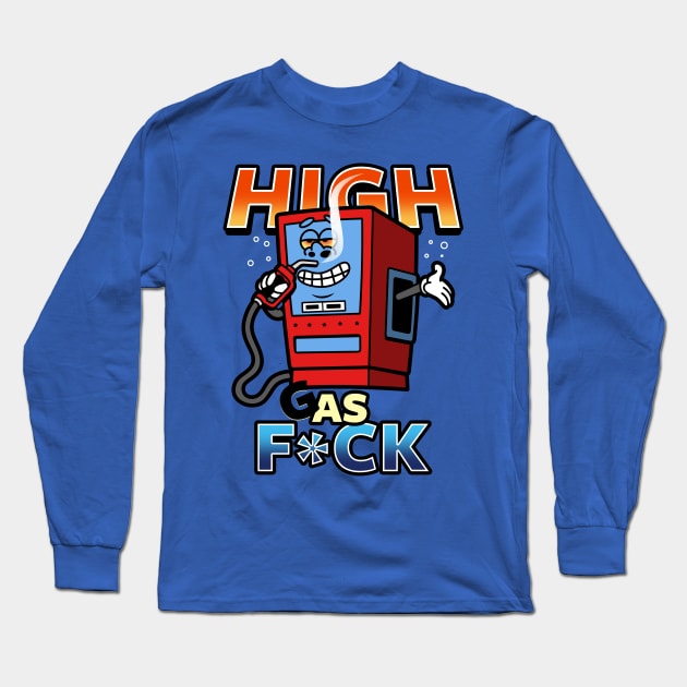 Funny AF Gas High Inflation Cartoon Meme Long Sleeve T-Shirt by Originals By Boggs